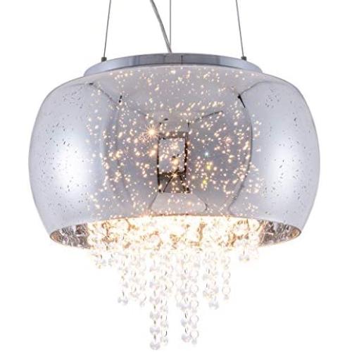 Crystal Modern Pendant Light Grey Bubble Glass Shade Chandeliers Drum with Hanging Crystals for Hallway, Bedroom, Living Room, Kitchen, Dining Room,UL Listed, HUOYAN-LIGHTING Crystal Modern Pendant Light Grey Bubble Glass Shade Chandeliers Drum with Hanging Crystals for Hallway, Bedroom, Living Room, Kitchen, Dining Room,UL Listed, HUOYAN-LIGHTING