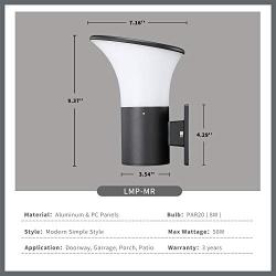 LMP Outdoor Wall Light LED Porch Light, Waterproof and Dust Resistant Light Fixtures Finishing with Aluminum, 3500K Wall Lamp for Yard, Patio, Entry, Garage, Garden- 1 Pack