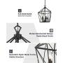 EAPUDUN Farmhouse Lantern Chandelier, 5-Light Metal Adjustable Height Industrial Square Pendant Light for Living Room,Kitchen Lsland,Hallway Foyer Hanging Ceiling Lighting, PDA1274-MBK