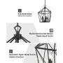 EAPUDUN Farmhouse Lantern Chandelier, 5-Light Metal Adjustable Height Industrial Square Pendant Light for Living Room,Kitchen Lsland,Hallway Foyer Hanging Ceiling Lighting, PDA1274-MBK EAPUDUN Farmhouse Lantern Chandelier, 5-Light Metal Adjustable Height Industrial Square Pendant Light for Living Room,Kitchen Lsland,Hallway Foyer Hanging Ceiling Lighting, PDA1274-MBK