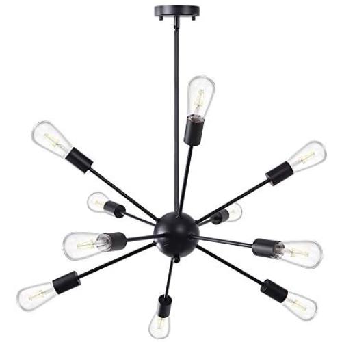 Wellmet Black Sputnik Chandeliers Lighting 10-Light, Modern Mid Century Pendant Light Fixtures Hanging Ceiling Lightfor Kitchen Island, Dining Room, Foyer Wellmet Black Sputnik Chandeliers Lighting 10-Light, Modern Mid Century Pendant Light Fixtures Hanging Ceiling Lightfor Kitchen Island, Dining Room, Foyer