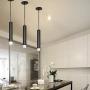MOTINI 1-Light LED Pendant Light Adjustable Height Mini Modern Black Pendant Light Fixture for Kitchen Island Dining Room Bedroom, 7W Warm White 3000K
