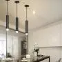 MOTINI 1-Light LED Pendant Light Adjustable Height Mini Modern Black Pendant Light Fixture for Kitchen Island Dining Room Bedroom, 7W Warm White 3000K