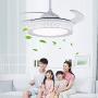 42'' Retractable Ceiling Fan with Light, Modern Chandelier Ceiling Fan with Remote, Retractable Blades, 3 Color Light Dimmable Ceiling Fan and Light for Bedroom Living Room Dining Room (White)