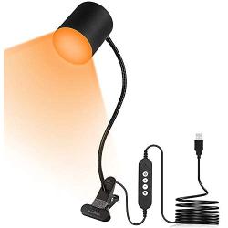 Beyoxfath Led Clip Reading Light, Desk Amber Lamp, 30 LEDs USB Clip-on Lamp with 3 Color Modes and 10 Levels dimmer, 360° Flexible Gooseneck, Eye Care Lamp, Desk Light with Memory Function