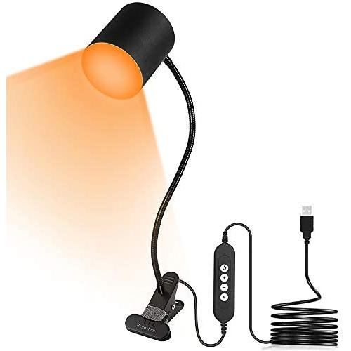 Beyoxfath Led Clip Reading Light, Desk Amber Lamp, 30 LEDs USB Clip-on Lamp with 3 Color Modes and 10 Levels dimmer, 360° Flexible Gooseneck, Eye Care Lamp, Desk Light with Memory Function