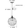 NAFEEZA Industrial On/Off Switch Pendant Light,Vintage Spherical Adjustable Hanging Pendant Light Fixture for Living Room Kitchen Island Bedroom Dining Hallway,Black.