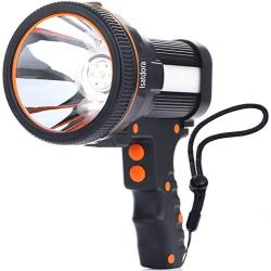 Super Bright Handheld Flashlight,Rechargeable Spot Lights Hand Held,7000 Lumens 6600 mAh LED Flashlight Spotlight,Waterproof Portable for Outdoor Camping Adventure Emergency (Black)