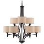 La Pointe Oil Rubbed Bronze Chandelier 30 1/2'' Wide Industrial Linen Shade 9-Light Fixture for Dining Room House Foyer Kitchen Island Entryway Bedroom Living Room - Franklin Iron Works