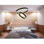 Contemporary Led Chandelier Lighting，Black Dimmable Led Pendent Lights Dining Room Chandeliers 2 Circle Ring Ceiling Hanging Light Fixture with Remote for Foyer Kitchen Living Room Meenyo
