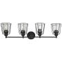VINLUZ 4-Light Metal Cage Bathroom Vanity Light Industrial Wall Lighting with Clear Glass Shade Vintage Rustic Sconce Wall Light Fixtures for Dining Room Living Room Kitchen Hallway