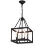 ANJIADENGSHI Lantern Pendant Light Lantern Iron Cage 4 E12 Bulbs Lantern Chandelier for Dining Room Bar Cafe ,Matte Black(Bulbs Not Included)