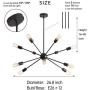 KDG Chandeliers 12-Lights Modern Chandeliers Black Sputnik Chandeliers Mid Century Pendant Lighting Ceiling Light Fixture for Kitchen Dining Room Living Room (Black 12 Light)