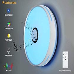 Horevo 24W LED Music Ceiling Light Color Changing Ceiling Lamp with Bluetooth Speaker and Remote Control, 2800-6000K 2120 LM Dimmable Light for Bedroom Kids Room