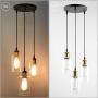 VILUXY Vintage 3 Light Glass Pendant Light Classic Cluster Chandelier Hanging Lighting Fixture with Seeded Glass Shades for Kitchen Island, Dinning Room, Bar, Cafe，Farmhouse