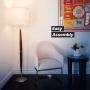 Brightech Lucas - Mid Century Modern Floor Lamp for Bedroom Reading - Brighten Living Room Corners with A Free Standing Light - Tall Office Lighting with Drum Shade & Handsome Wood Finish