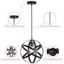 SUNLI HOUSE Vintage Industrial Metal Spherical Pendant Light Displays Changeable Hanging Light Fixture,Black Hanging Cage Globe Ceiling Chandelier Fixture for Kitchen Island Living Room Dining Room