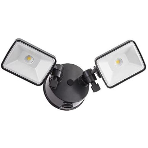 Lithonia Lighting OLF 2SH 40K 120 PE BZ M4 Twin Head Dusk to Dawn Outdoor Integrated LED Security Flood Light, Square, 4000K, Grey