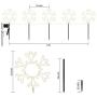 8.5” Christmas Pathway Stake Lights Outdoor 5 Pack 8 Feet 60 LED Fairy Lights Battery Operated Waterproof Snowflake Landscape Lights for Xmas Indoor Party Decorations, Pure White