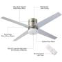 CO-Z 52’’ Modern Ceiling Fan with LED Lights and Remote, Indoor Low Profile Flush Mount Ceiling Fans for Bedroom, Living Room, Brushed Nickel Finish and 4 Reversible Plywood Blades in Cherry & Silver