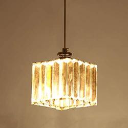 Jaycomey Glass Pendant Lighting,1-Light Chrome Crystal Ceiling Chandelier,Modern Square Ceiling Pendant Light Fixtures for Living Dining Room Bedroom Entryway