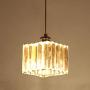 Jaycomey Glass Pendant Lighting,1-Light Chrome Crystal Ceiling Chandelier,Modern Square Ceiling Pendant Light Fixtures for Living Dining Room Bedroom Entryway