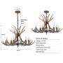Antler Chandelier Lighting, 6 Lights Resin Deer Antler Chandelier Vintage Style for Living Room Dining Room Bedroom Bar Cafe American Retro Deer Horn Ceiling Lights