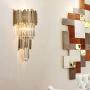Wall Sconce XINDAR Luxurious Wall Light K9 Clear Crystal Flute Sconce Light Modern Minimalist Wall Lamp Bedroom Bedside Living Room Stair Wall Mount Light - Gold Finish 12''