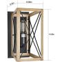 XIPUDA Industrial Wall Sconce Farmhouse Wall Lamp Flush Mount Wall Light Fixture Modern Faux Oak Metal Light for Hallway Foyer Bedroom Dining House