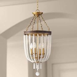 Ava Warm Brass Foyer Pendant Chandelier 14'' Wide Clear Crystal 4-Light Fixture for Dining Room House Foyer Kitchen Island Entryway Bedroom - Barnes and Ivy