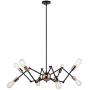 Harriet Modern 8-Light Sputnik Chandelier, Starburst Mid Century Pendant Light，Adjustable Swing Arms Ceiling Light Fixture for Kitchen, Dining Room, Living Room, Black and Rose Gold Finish, HPL02BRG-8