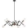 Harriet Modern 8-Light Sputnik Chandelier, Starburst Mid Century Pendant Light，Adjustable Swing Arms Ceiling Light Fixture for Kitchen, Dining Room, Living Room, Black and Rose Gold Finish, HPL02BRG-8
