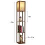 Garwarm LED Shelf Floor Lamp -Asian Wooden Frame-Tall Lights with Organizer Storage Display Shelves-Modern Standing Lamps for Living Room Bedrooms,Brown