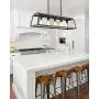 Eapudun Kitchen Island Lighting, 38-Inch 5 Light Farmhouse Linear Chandelier for Dining Room Pool Table Pendant Light Fixture, Black&Silver Hand-Brush Finish, PDA1272-FBGT