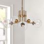MOTINI 5-Light Sputnik Chandelier with Clear Glass 5LT Modern Pendant Geometric Light Rod Hanging Lighting Indoor 27''x 27''x11'', Brushed Brass