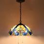 Tiffany Pendant Lamp W16H40 Inch Blue Stained Glass Lampshade Link Antique Pendant Lamp Ceiling Style 2E26 Lighting for Dining Room Living Room S160E WERFACTORY Living Bar Room Lover Study Gifts