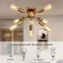 SGLfarmty Close to Ceiling Sputnik Chandelier Semi Flush Mount Mid-Century Light Fixtures Brushed Brass Lighting Ceiling Lamp for Bathroom Bedroom Dining Room Ceiling