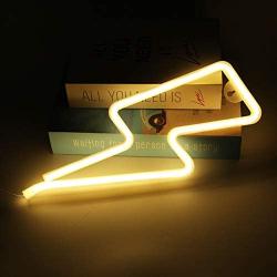 SANJICHA Lightning Neon Signs Bolt,Battery and USB Operated Neon Lights for Bedroom Wall Birthday Gifts Kids’ Bedroom Festival Party (Warm White)