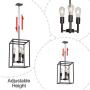 VINLUZ 3 Light Farmhouse Chandelier Black Fixture