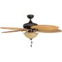 Honeywell Ceiling Fans 50507-01 Palm Island 52-Inch Tropical Ceiling Fan with Tuscan Bowl Light, Five Leaf/Wicker Blades, Indoor/Outdoor, Sandstone