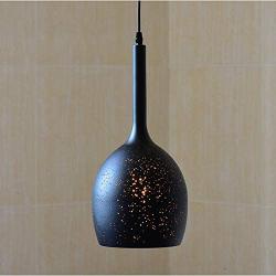 LITFAD Starry Sky Shade Pendant Light 7.09'' Industrial Weathered Iron Shade Single Vase Shape Pendant Lamp Mounted Ceiling Light fixtures with Adjustable Chain for Kitchen Dining Room Restaurant - A