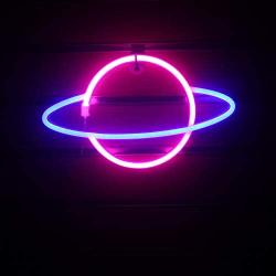 Wanxing Planet Neon Signs LED Neon Wall Sign Pink Blue Neon Lights for Bedroom Kids Room Hotel Shop Restaurant Game Office Wall Art Decoration Sign Party Supply Gift (Pink Blue)