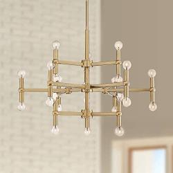 Marya Satin Brass Large Chandelier 32'' Wide Modern 24-Light Fixture for Dining Room House Foyer Kitchen Island Entryway Bedroom Living Room - Possini Euro Design