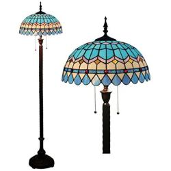 Tiffany Style Floor Lamps，Stained Glass Floor Lights, Width 16 Inch and High 63 Inch Reading Lamps for Living Room/Bedroom/Office, Zipper Switch，85V-265V (Design : 3)