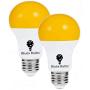 2 Pack LED Dusk to Dawn A19 Bug Light Bulbs, Yellow Bulb, Amber Light with Automatic Sensor Bulb, LED Porch Lights Security Outdoor Bulb, Auto on/Off, 2000K E26, 500 Lumens by Bluex Bulbs