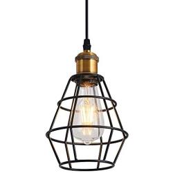 UOFUS Pendant Light Fixture Chandelier Lighting Indoor Black Basket Cage Hanging Ceiling Lamp for Kitchen Island Dining Room Bar