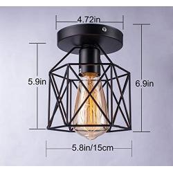 Licperron Semi-Flush Mount Ceiling Light E26 E27 Retro Black Industrial Ceiling Light Fixture for Porch Hallway Kitchen Farmhouse Lighting 2 Pack