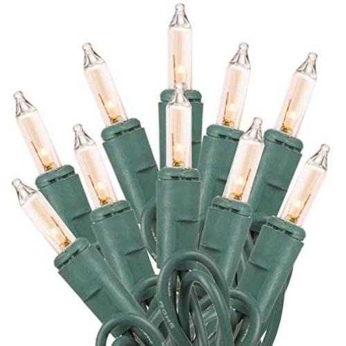 Clear Christmas Lights, 100 Count 26.5 Feet Green Wire Incandescent Bulb Mini String Lights for Indoor Christmas Tree Garland Birthday Wedding Party Festival Decoration