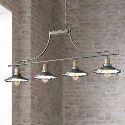 Emile Oiled Rubbed Bronze Large Linear Island Pendant Chandelier 43 1/2'' Wide Farmhouse Industrial Rustic LED 4-Light Fixture for Kitchen Island Dining Room - Franklin Iron Works
