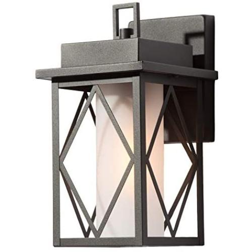 RUZINIU Outdoor Wall Lantern 11'', Matte Black 1-Light Exterior Light Fixture Wall Mount for Foyer Porch